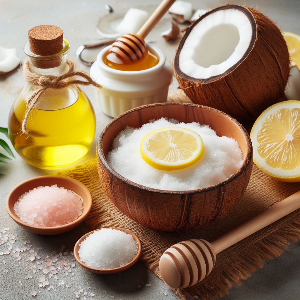 Hindistan Cevizi Yağı, Şeker, Bal, Limon Cilt Maskesi